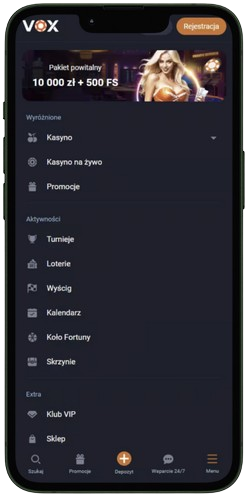Kasyno na żywo w aplikacji mobilnej Vox Casino - ruletka i blackjack